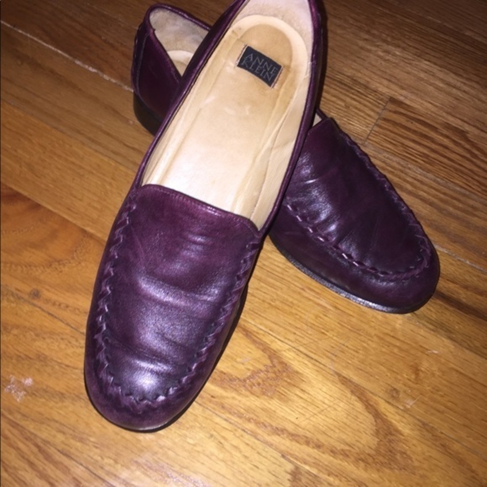 Vintage Anne Klein Eggplant Leather Loafers - 8